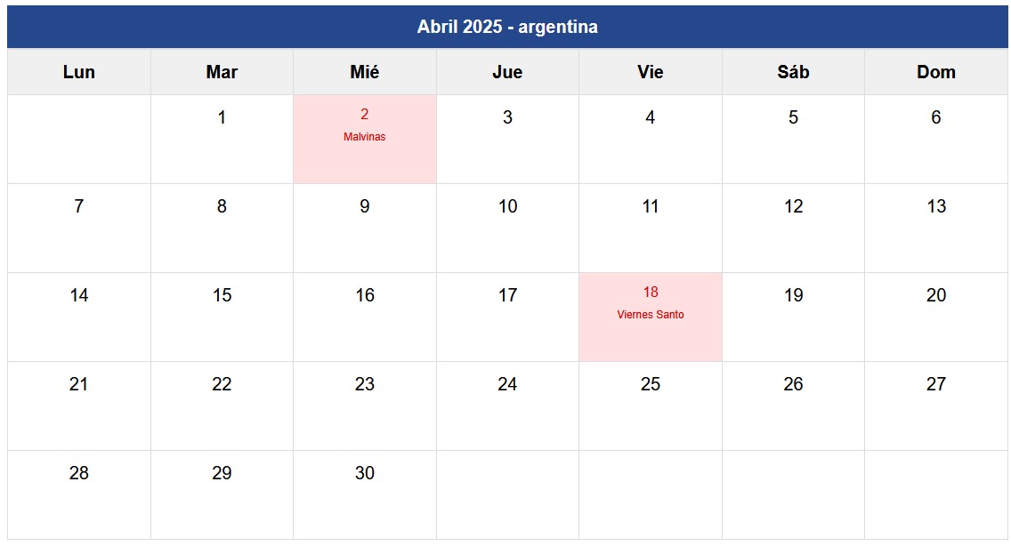 Calendario Abril 2025 Argentina Calendario Abril 2025 Argentina