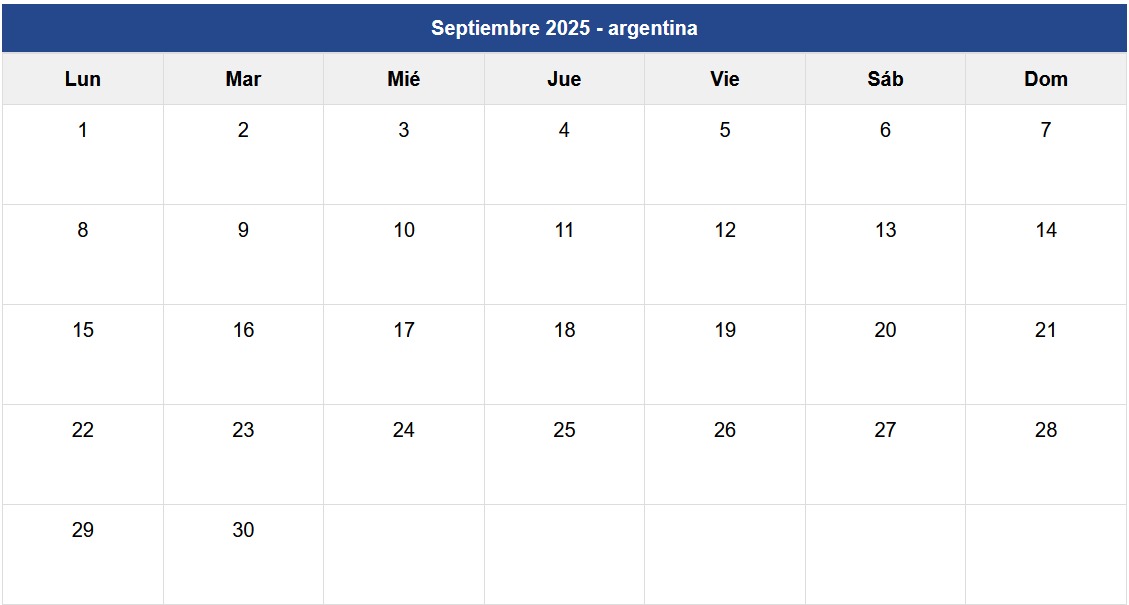 Calendario Setiembre 2025 Argentina Calendario Setiembre 2025 Argentina
