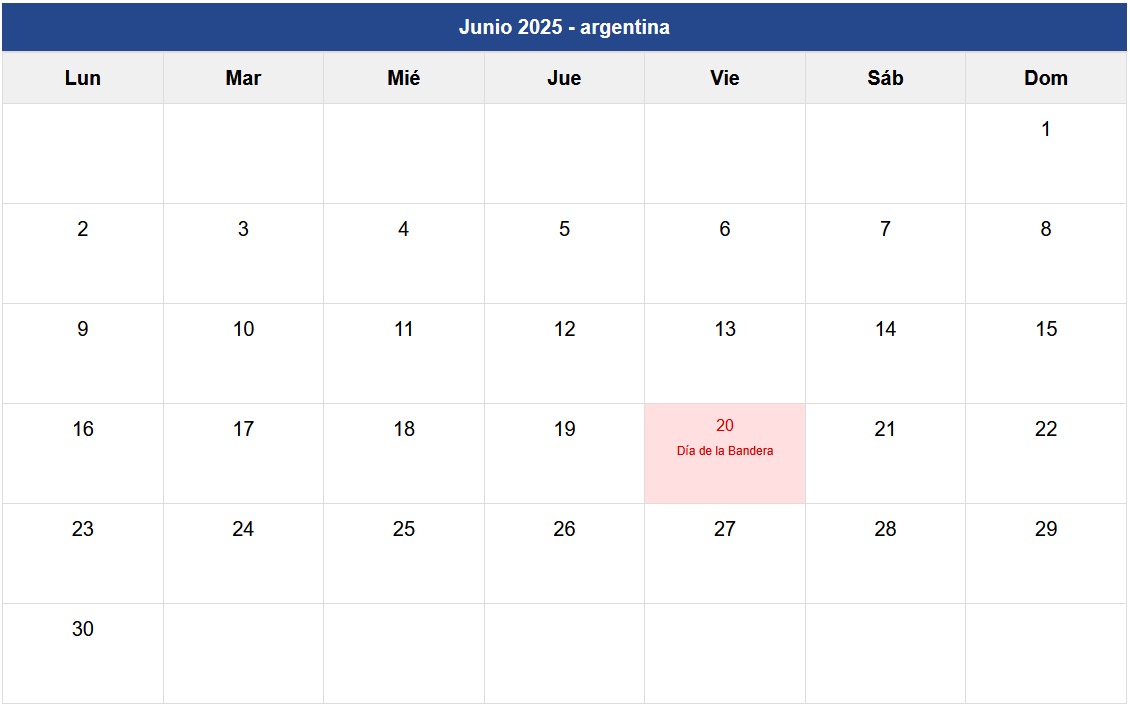 Calendario Junio 2025 Argentina Calendario Junio 2025 Argentina